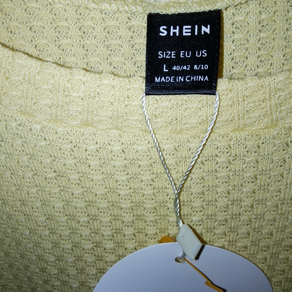 NWT/Shein / Yellow / Size : Large/ Solid Raglan Sleeve Tee - Picture 3 of 11